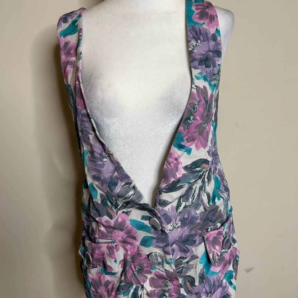 For Love And Lemons Floral Patterned Top in Purple and Teal